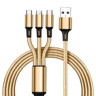 สายชาร์ต 3 In 1 ชาร์จเร็ว 3 หัวCharging Cable USB to Lightning/Micro USB/Type-C ไอโฟน 1.2M 2A สายชาร์จมัลติฟังก์ชั่นถักไนลอน ใช้กับมือถือ Huawei / Oppo / Vivo / Xiaomi/Samsungสายข้อมูล