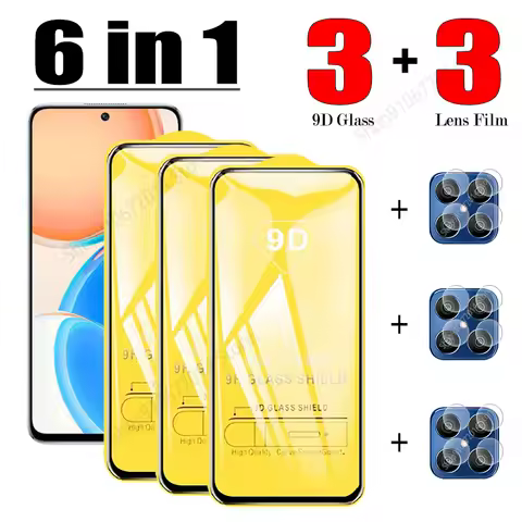6 in 1 9D Glass For Honor X8 X9 X7 X6A X7A X8A X7b X8b Screen Protectors Lens Film For Honor 90 50 7