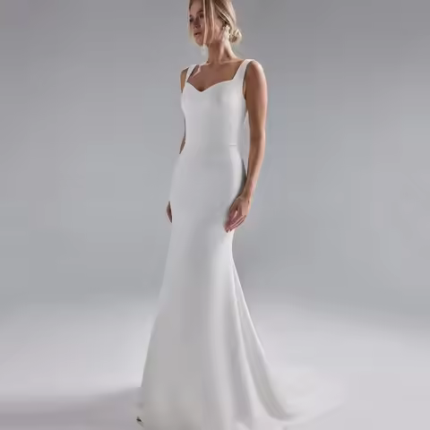 Customized Vintage Mermaid Wedding Dresses Simple Civil Brides Dress Backless Buttons Wedding Gown W