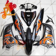 Yamaha  LC135 LC 135 Cover Set Black Grey V2 V3 V4 V5 V6  V7- Batik Oren Orange Siap  OEM HLD Siap T