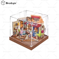 BrickLight™for Rolife DIY Handmade Cabin Corner Bookstore Art House Anti-dust Figure Storage Box org