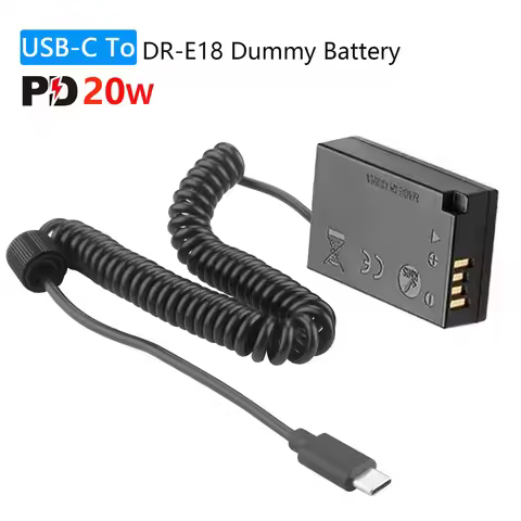 USB-C To DR-E18 LP-E17 Dummy Battery DC Power AC Adapter For Canon EOS R10 RP 200D 250D 750D 760D 77