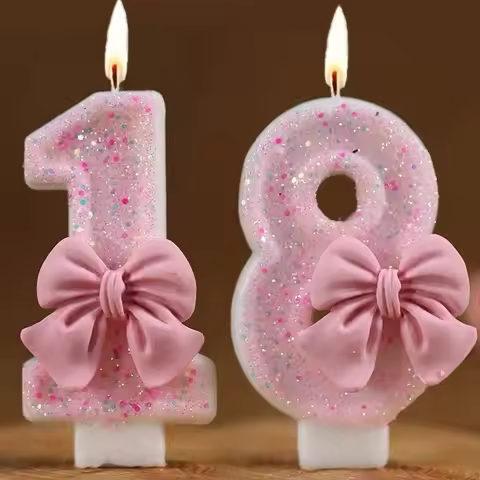 Pink Butterfly Shaped Rhinestone 3D Number Cake Topper 0-9 for Birthday Anniversary Milestone Events