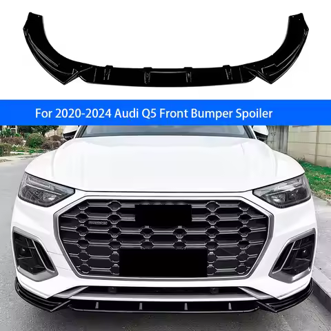 For 2020 -2024 Audi Q5 FY Sline Car Front Bumper Lip Chin Spoiler Splitter Bodykit Black Carbon Exte