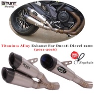 Slip On For DUCATI Diavel 1200 2011-2016 Motorcycle Double Hole Exhaust System Escape Titanium Alloy Middle Link Pipe Mu