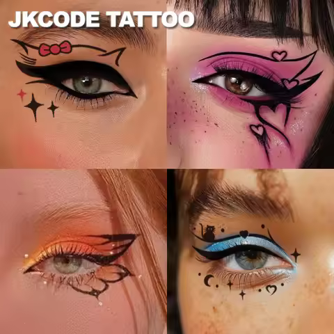 Ramadan-Party-Eye Shadow Tattoo Stickers-4 Eye Shadow Set Y2K&Ins Style Stickers-Colorful Leaves Min