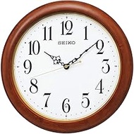 Seiko Clock, Brown Wood Base, Body Size: Diameter 13.0 x 1.9 inches (33.0 x 4.8 cm), Wall Clock, Rad