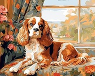 WUIVCTR Paint by Numbers Kit, Cavalier King Charles Spaniel, Canvas, 16x20 inch, with Acrylic Paint,
