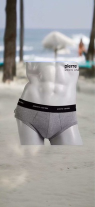 Pierre cardin รุ่น PC-300-GY กางเกงในทรง Brife ขอบยางทอ สีเทา ผ้า Cotton 100% 1Pack 2ตัว ให้สัมผัสที