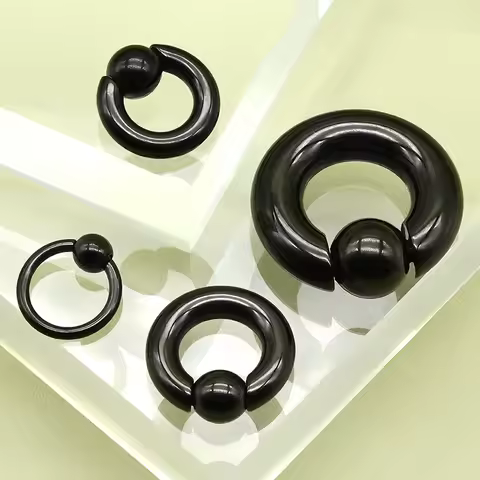 Black PVD Coating 316F Stainless Steel Captive Bead Ring Spring Ball for Septum Piercing Nose Rings 