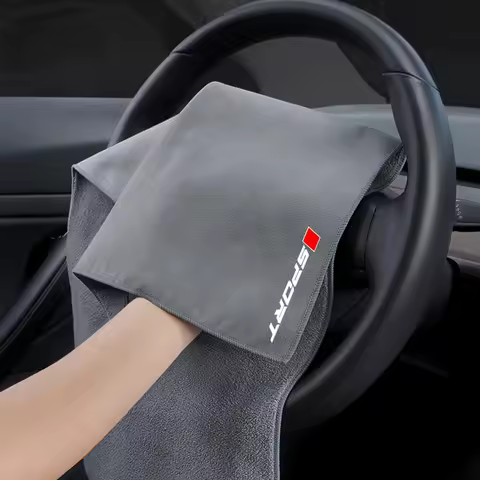2Pcs Non-Falling Hair Suede Car Wash Towel for Audi A1 A3 A4 A5 A6 A7 Interior Cleaning Cloth Effici