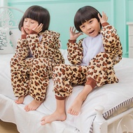 Leopard Bear Cartoon Onesie Sleepwear Kid Boy Girl Xmas Cosplay Costume Animal Pajamas