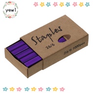 YEWW 1000Pcs Staples per Pack Colored Staples, 26/6 Metal 26/6 Standard Staples, Home 6 Colors 1/4 I