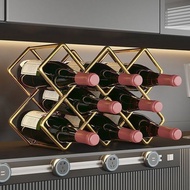 [in stock] 68N Red Wine Rack Luxury Ornament Home Slanted Wine Bottle Holder Diamond Grid Wine Rack 