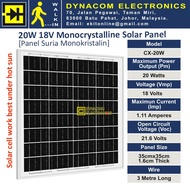 18V 20W Monocrystalline A-Grad Solar Panel 12V Battery Solar Charger [Panel Suria 18V 20W]