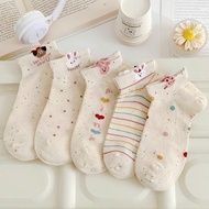 Set 5 Đôi Tất/ Vớ Muối Tiêu Cổ Thấp Hoạ Tiết Cún Thỏ Chấm Bi Cute Dễ Thương Cho Nữ TMT3 Mới