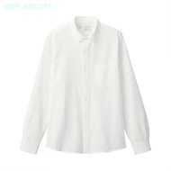 MUJI MUJI Mens Flannel Shirt Long Sleeve Casual White Shirt Plaid Shirt