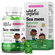 Wild & Organic Irish Sea Moss Gummies for Kids 800mg - Immune Support w/Sea Moss and Bladderwrack - 