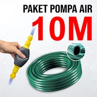 Paket Pompa Air Selang 15 Meter Hijau Anti Lumut Alat Sedot Air Minyak Bensin Mobil Motor COD