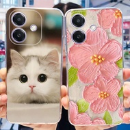 OPPO A3 (Global) / A3x 4G / A3x 5G Cute Flower Cat Printed Soft Case Oppo A3x 4G 5G A 3X A3 2024 Sil