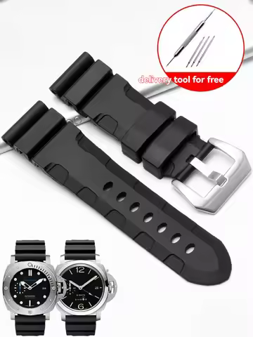 Silicone Watch Strap for Panerai Luminor PAM01 PAM616/PAM441/PAM312 Men's 24mm 26mm Sport Diving Ban