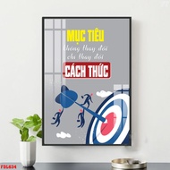 Tranh Gỗ Tráng Gương Lẻ Động lực Văn Phòng - Slogan Mục tiêu Trang trí Tường Có Bọc Viền
