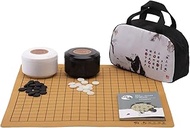 Go Set with Reversible 19x19 / 13x13 Portable Travel Go Game Set Roll-up and Foldable Artificial Lea