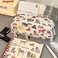 ELEGANT Pencil Cases, Large-capacity Canvas Pen Storage Bag, Pen Box Cartoon Animal Cute Zipper Pencil Bag Kids