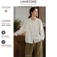 LAHSTORE women's loose long-sleeved shirt in youthful turtleneck fabric ASM23 (White)