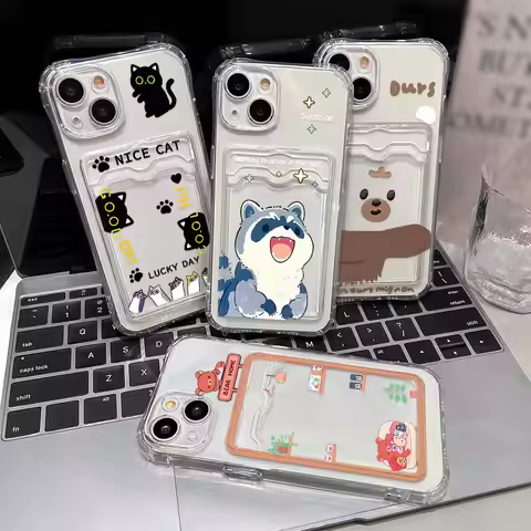 Silicone Card Holder Case For Xiaomi 13T 12T 13 11 Lite 5G NePoco X6 Pro Cover Poco F6 X3 NFC X5 M5 