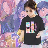 Kaos Baju kpop Demon Hunters Huntrix Print Kids T-shirt Unisex HUNTR/X Zoey Print kanak - kanak Tshi