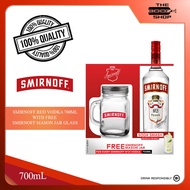 Gift Set: Smirnoff Red Vodka 700ml with FREE GIFT Smirnoff Mason Jar Glass