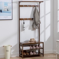 WK🌊Coat Rack Clothes Rack Shoe Rack Shoe Change Stool Floor Bamboo Solid Wood Multifunctional Simple Storage Stool Shoe