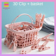 DIACHAVN 30Pcs Laundry Clothespin, Windproof With Basket Clothes Pegs, Small Plastic Hanging Pegs Cl