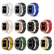 A5 Apple watch 陶瓷塗層 鋅合金錶殼  錶帶 steel watch case w/ rubber strap - iwatch band designed for iWatch Series 7/6/5/4/SE 44mm 45mm (RM style 金屬改裝)