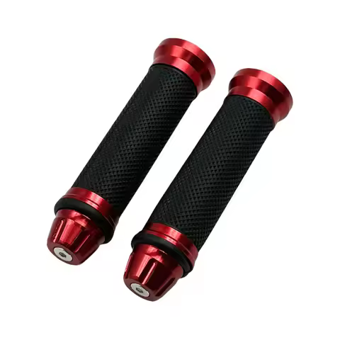 Handlebar Hand Grips for Motorcycles with Dual-Component Design Using Rubber and CNC Aluminum for Be