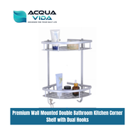 Premium Wall Mounted Double Bathroom Kitchen Corner Shelf with Dual Hooks