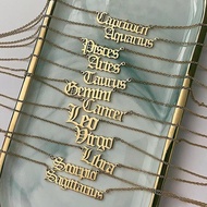 12 Constellation Zodiac Gold Color English Letters Necklace Pendant Horoscope Charms Jewelry