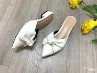 Sục nơ hột gót vuông 2 cm TT Shoes mũi nhọn bao11