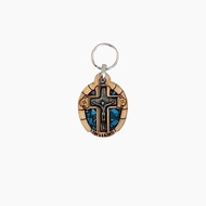 鑰匙圈萬用掛飾墜飾進口耶穌十字架鐳射雕刻手工鑲嵌彩石12