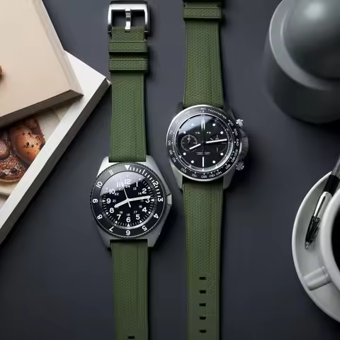 FKM Rubber Strap Fit For TAG Heuer Seiko 20mm 22mm Quick Release Stainless Steel Buckle Watch Bands 