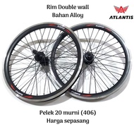 WHEELSET SEPEDA 20 MURNI 20" INCH SEPASANG VELG RIMS ATLANTIS DEPAN BELAKANG RODA JADI LENGKAP SEPAK