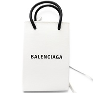 全新 □ BALENCIAGA 593826 Logo 皮革購物手機包單肩包 白色 男士 附防塵袋