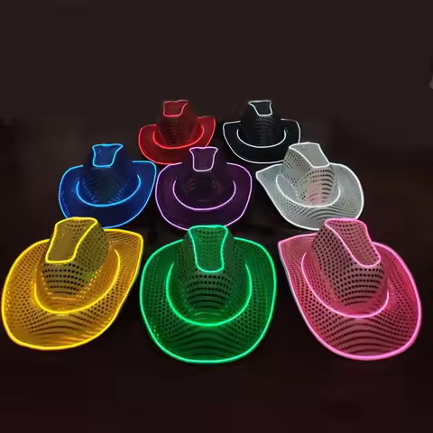 Wireless Disco Luminous Led Bride Cowgirl Hat Glowing Light Bar Cap Bachelorette Party Supplies Flas