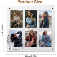 8x8 inch Acrylic Polaroid Frame Acrylic Collage Frames with 6 Insert Magnetic Picture Frames for Pol