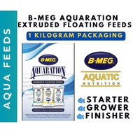 BMEG Aqua Feeds, Extruded Floating Fish Feeds - Starter, Grower And Finisher In 1Kg Value Pack 40C