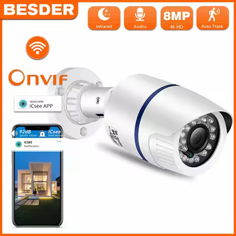 BESDER 5MP 4MP Bullet Audio IP Camera 2MP Infrared Night Vision CCTV Outdoor Video Surveillance Mini