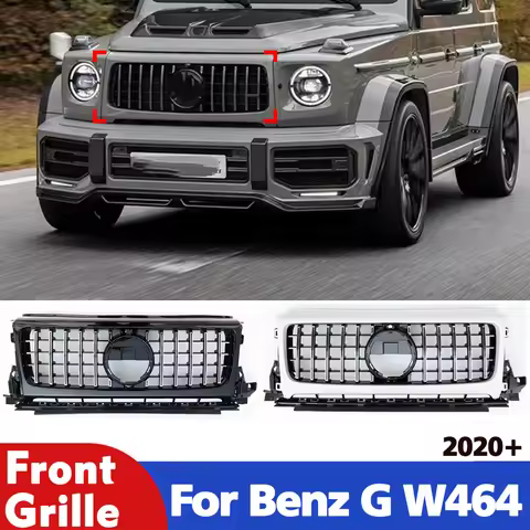 Gloss Black Front Grille Gril For Mercedes-Benz G Class W464 G350 G500 G550 2020+ Cover Mesh Net Mas