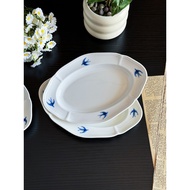Return of Swallows Japanese Style ins Style Embossed Swallow Plate Oval Plate Good-looking Plate Bre