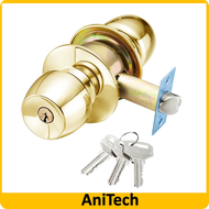 ANITECH Tubular Knob Cylindrical Cylinder Door Lock Tombol Pintu Tombol Pintu Bilik Rumah(Gold)